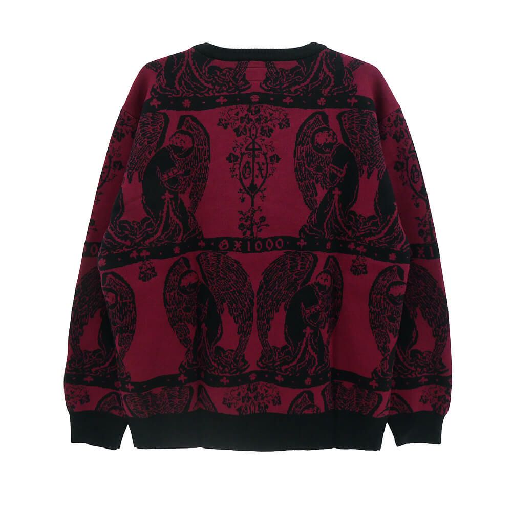 GX1000 SWEATER ジーエックス1000 セーター JACQUARD KNIT ANGEL BLACK/MALOON スケートボード スケボー 2