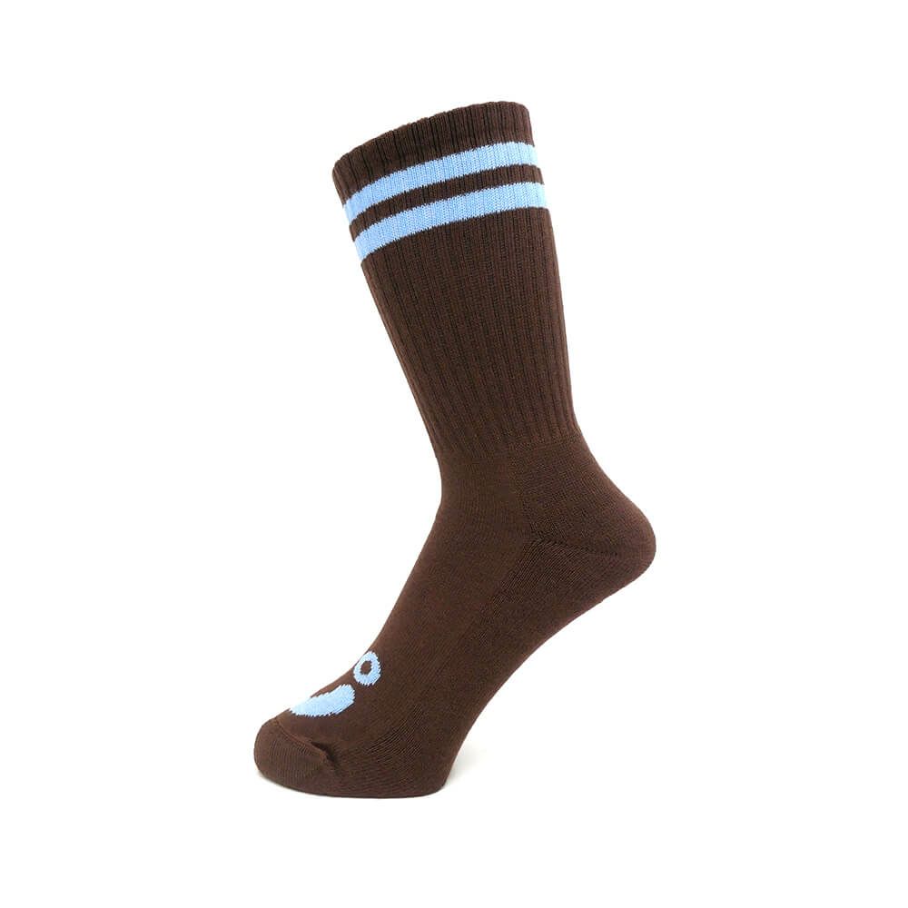POLAR SOCKS ポーラー ソックス 靴下 HAPPY SAD RIB BROWN/BLUE スケートボード スケボー 1