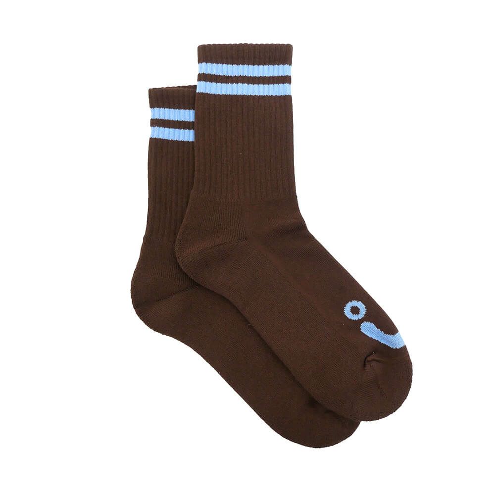 POLAR SOCKS ポーラー ソックス 靴下 HAPPY SAD RIB BROWN/BLUE スケートボード スケボー 3