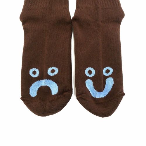 POLAR SOCKS ポーラー ソックス 靴下 HAPPY SAD RIB BROWN/BLUE スケートボード スケボー 5