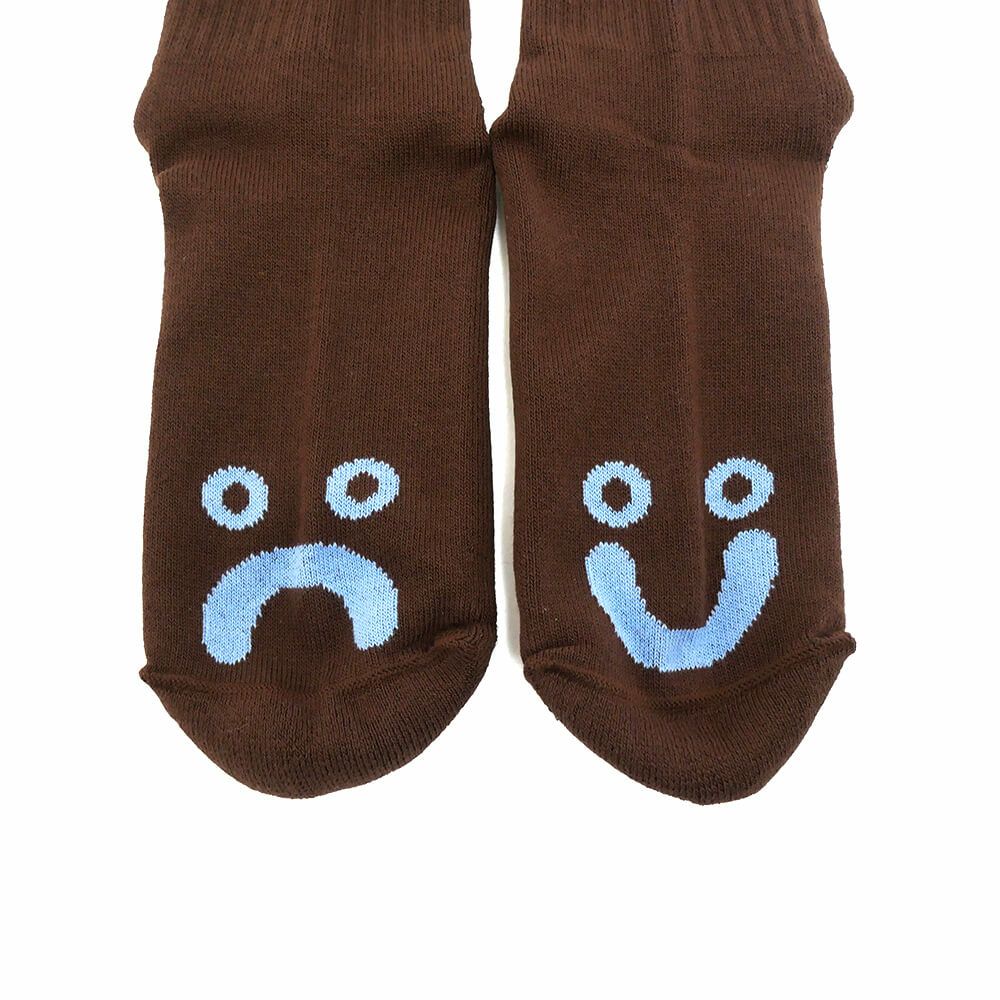 POLAR SOCKS ポーラー ソックス 靴下 HAPPY SAD RIB BROWN/BLUE スケートボード スケボー 5