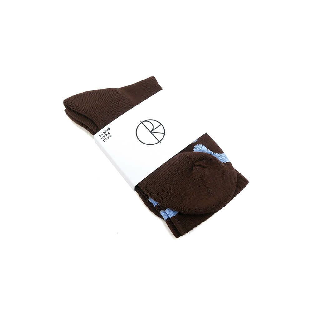 POLAR SOCKS ポーラー ソックス 靴下 HAPPY SAD RIB BROWN/BLUE スケートボード スケボー 6