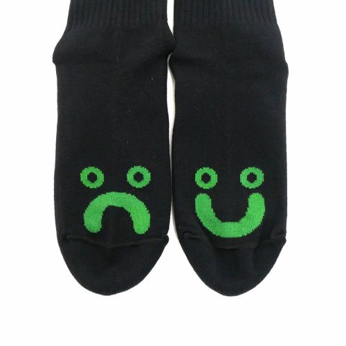 POLAR SOCKS ポーラー ソックス 靴下 HAPPY SAD RIB BLACK/GREEN スケートボード スケボー 5