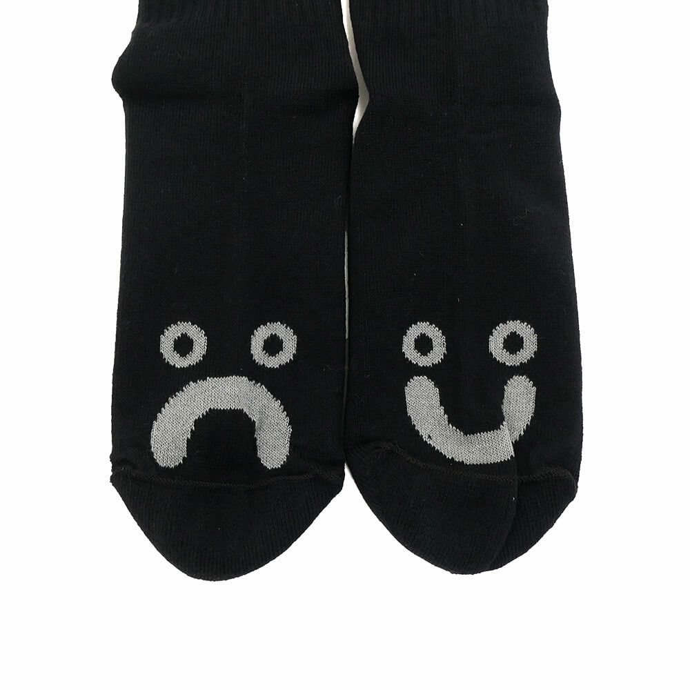 POLAR SOCKS ポーラー ソックス 靴下 HAPPY SAD RIB BLACK/GREY スケートボード スケボー 5