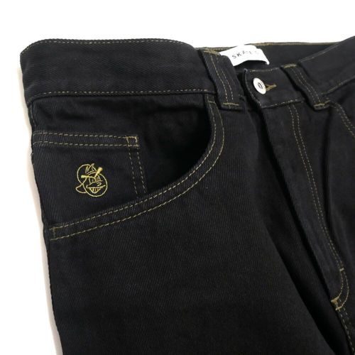 POLAR JEANS ポーラー パンツ ジーンズ 93! DENIM CONTRAST STITCHING BLACK/DARK OLIVE スケートボード スケボー 1