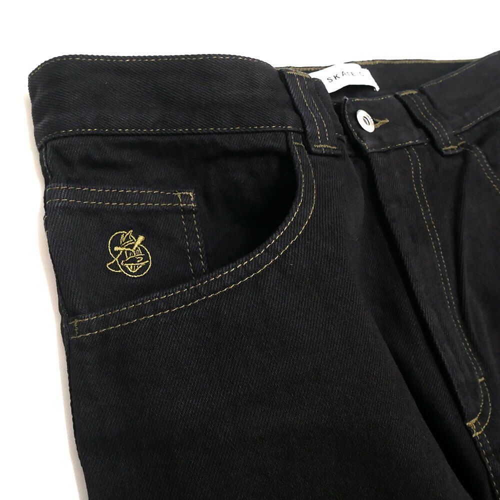 POLAR JEANS ポーラー パンツ ジーンズ 93! DENIM CONTRAST STITCHING BLACK/DARK OLIVE スケートボード スケボー 1