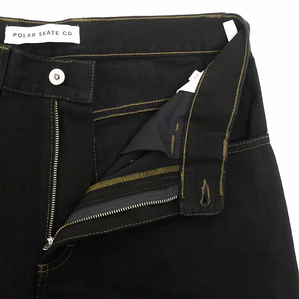 POLAR JEANS ポーラー パンツ ジーンズ 93! DENIM CONTRAST STITCHING BLACK/DARK OLIVE スケートボード スケボー 3