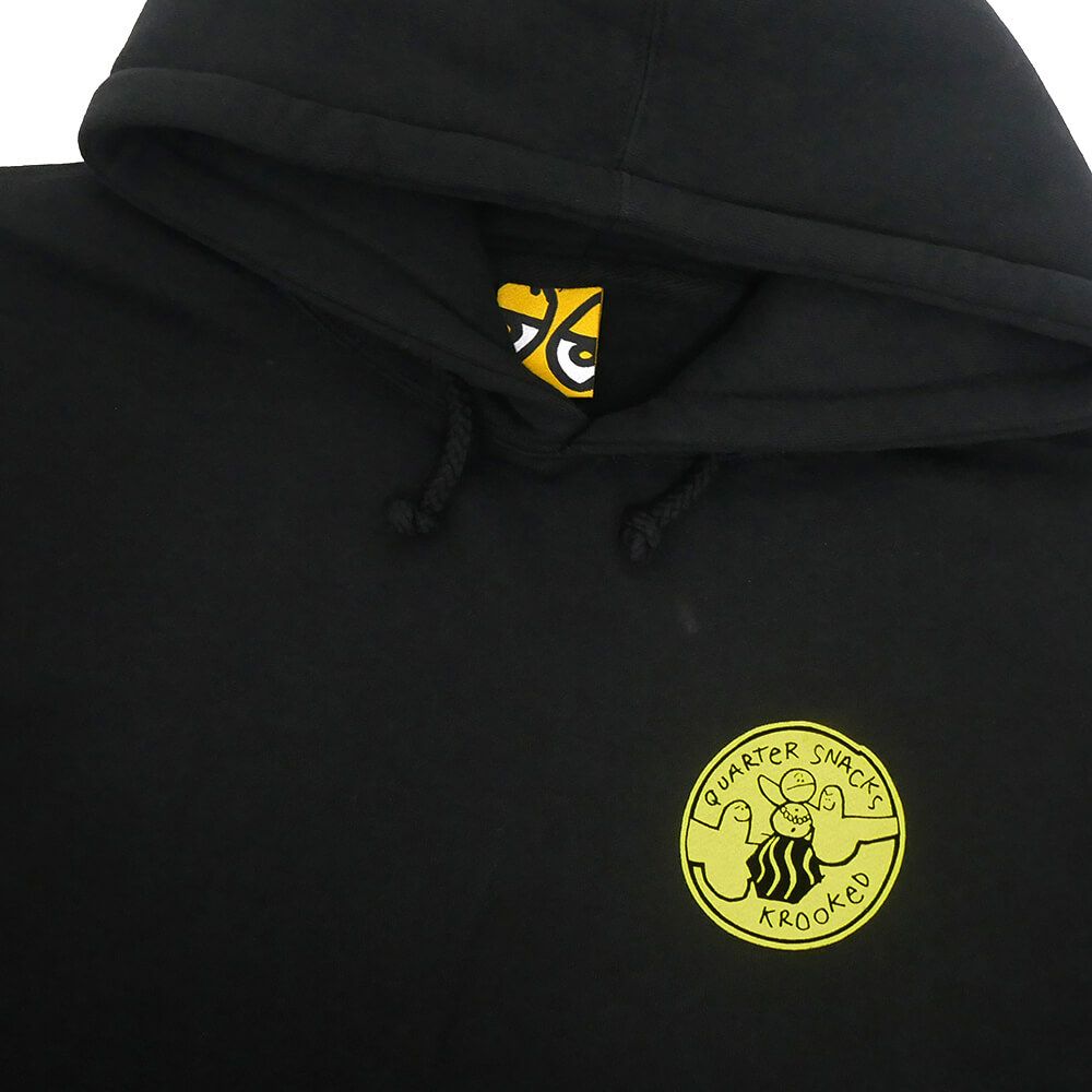 KROOKED HOOD クルキッド パーカー KROOKED x QUARTERSNACKS SNACKMAN BLACK スケートボード スケボー 2