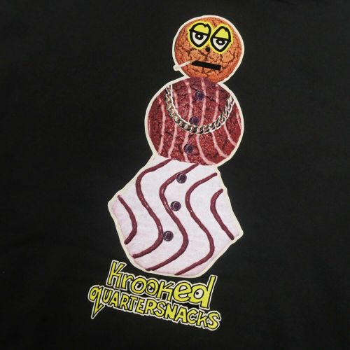 KROOKED HOOD クルキッド パーカー KROOKED x QUARTERSNACKS SNACKMAN BLACK スケートボード スケボー 3