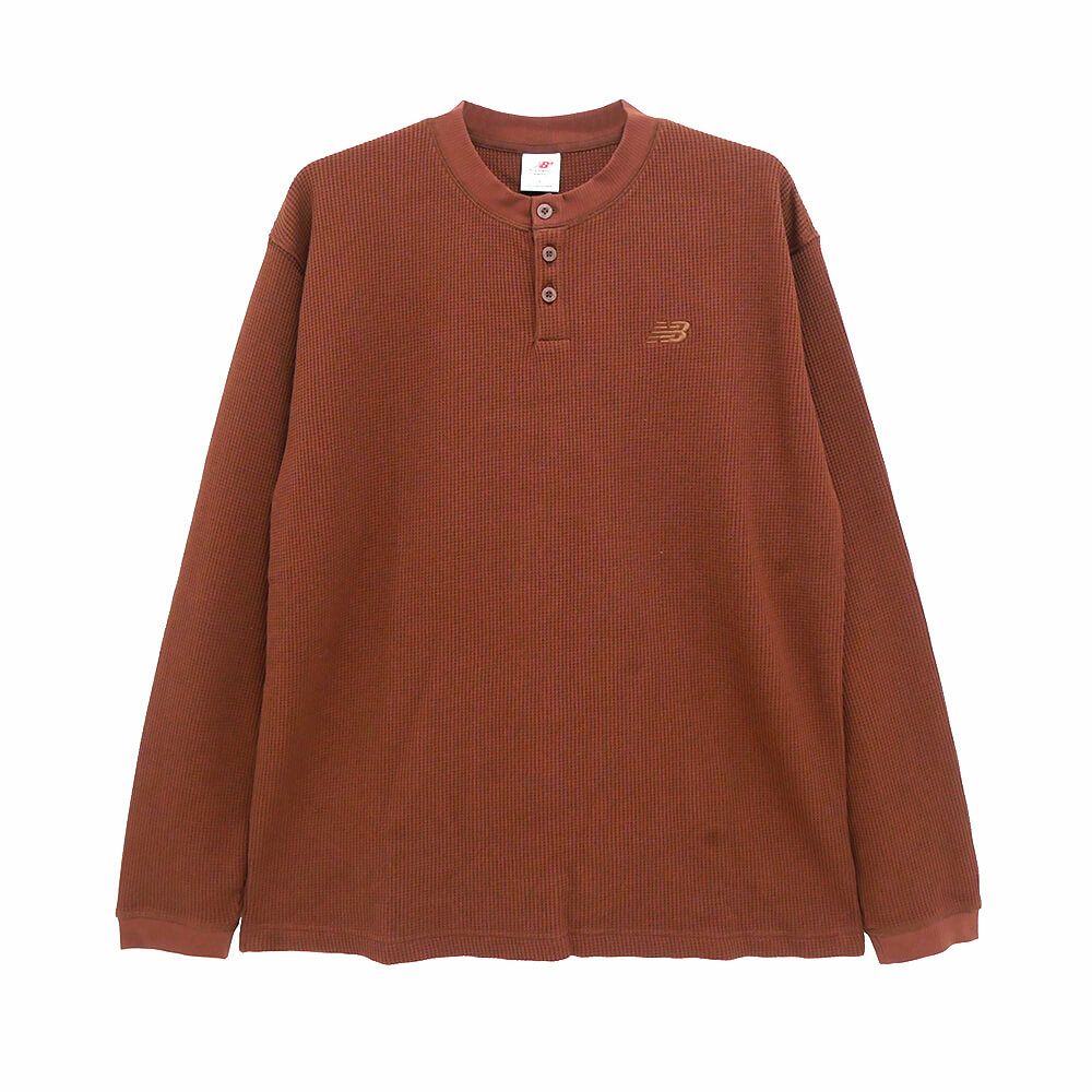 NEW BALANCE NUMERIC LONG SLEEVE ニューバランスヌメリック ロングスリーブTシャツ WAFFLE KNIT LS HENLEY OAK スケートボード スケボー 