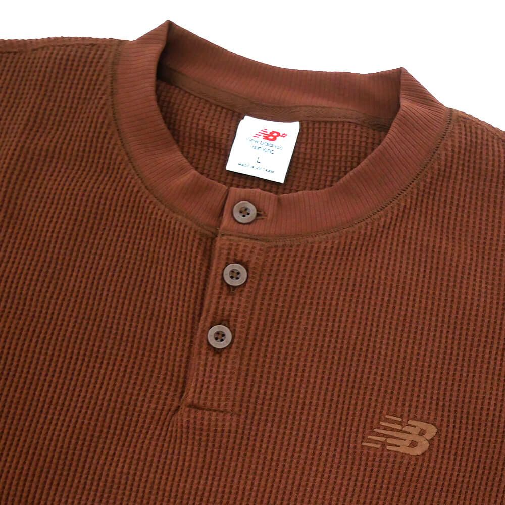 NEW BALANCE NUMERIC LONG SLEEVE ニューバランスヌメリック ロングスリーブTシャツ WAFFLE KNIT LS HENLEY OAK スケートボード スケボー 1