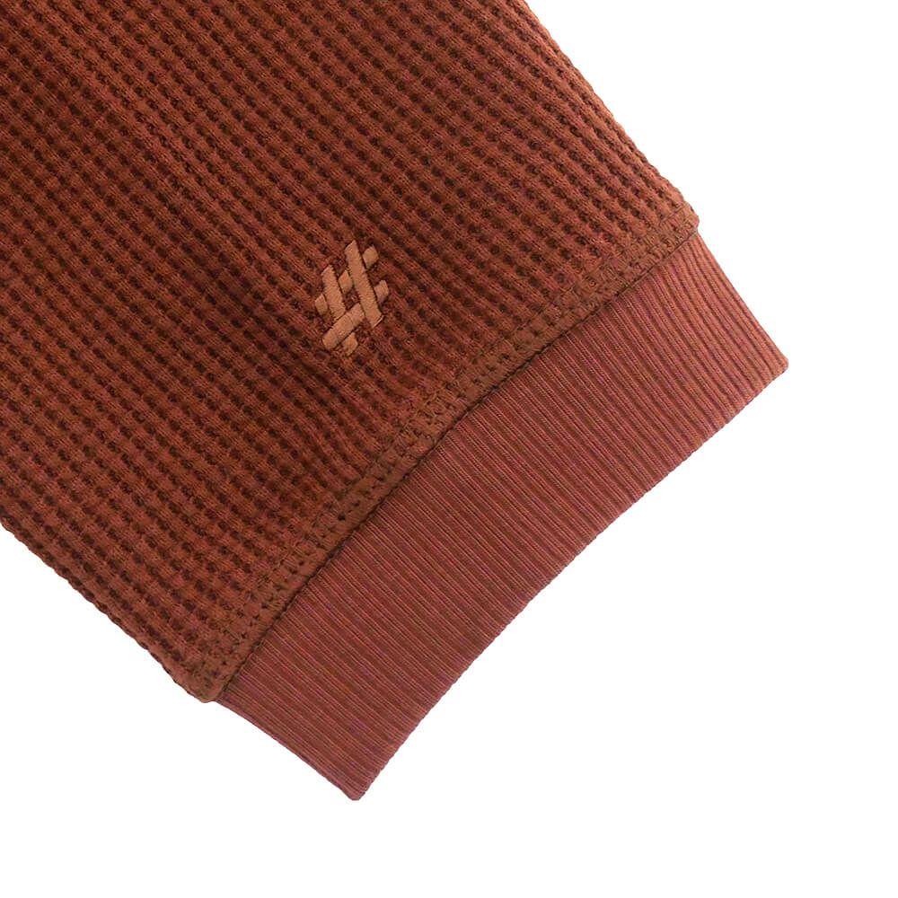 NEW BALANCE NUMERIC LONG SLEEVE ニューバランスヌメリック ロングスリーブTシャツ WAFFLE KNIT LS HENLEY OAK スケートボード スケボー 3