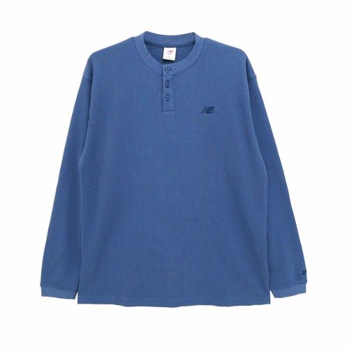  NEW BALANCE NUMERIC LONG SLEEVE ニューバランスヌメリック ロングスリーブTシャツ WAFFLE KNIT LS HENLEY INDIGO スケートボード スケボー 