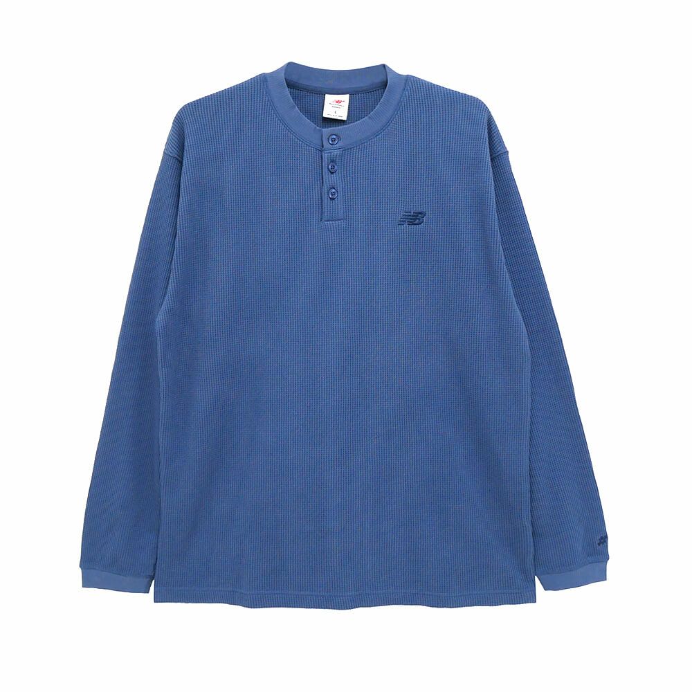  NEW BALANCE NUMERIC LONG SLEEVE ニューバランスヌメリック ロングスリーブTシャツ WAFFLE KNIT LS HENLEY INDIGO スケートボード スケボー 