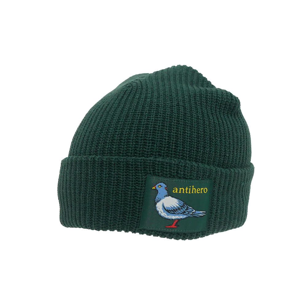 ANTIHERO KNITCAP アンチヒーロー ニットキャップ LIL PIGEON LABEL STRIPE CUFF BEANIE GREEN/YELLOW スケートボード スケボー 1
