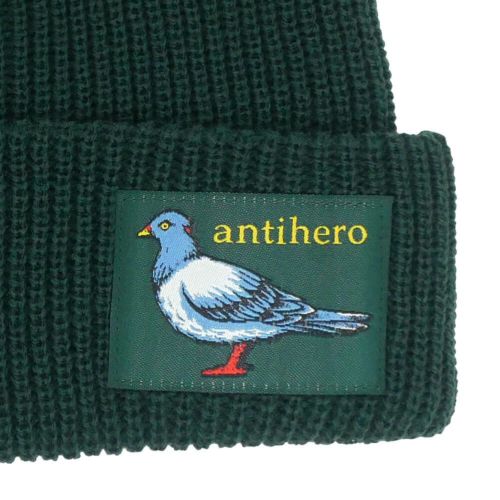 ANTIHERO KNITCAP アンチヒーロー ニットキャップ LIL PIGEON LABEL STRIPE CUFF BEANIE GREEN/YELLOW スケートボード スケボー 2