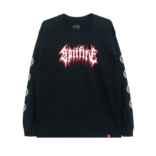 SPITFIRE LONG SLEEVE スピットファイヤー ロングスリーブTシャツ PENTAGRAM DRIP SLEEVE BLACK スケートボード スケボー 