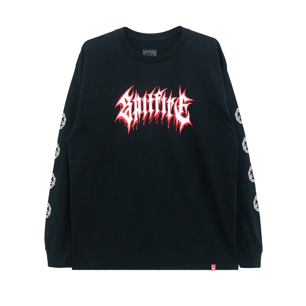 SPITFIRE LONG SLEEVE スピットファイヤー ロングスリーブTシャツ PENTAGRAM DRIP SLEEVE BLACK スケートボード スケボー 