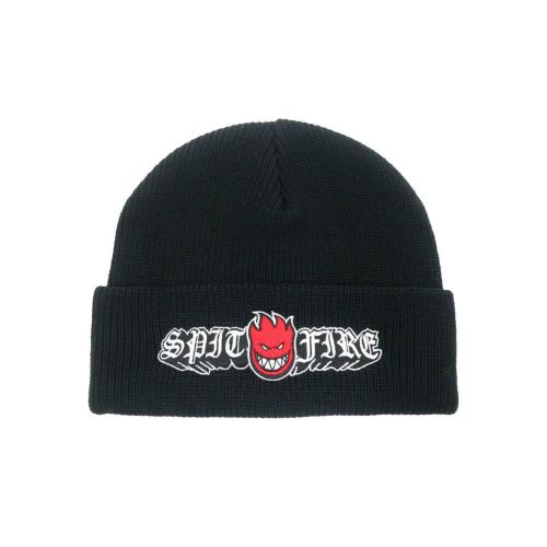 SPITFIRE KNITCAP スピットファイヤー ニットキャップ OLD E DROP BIGHEAD CUFF BEANIE BLACK スケートボード スケボー 