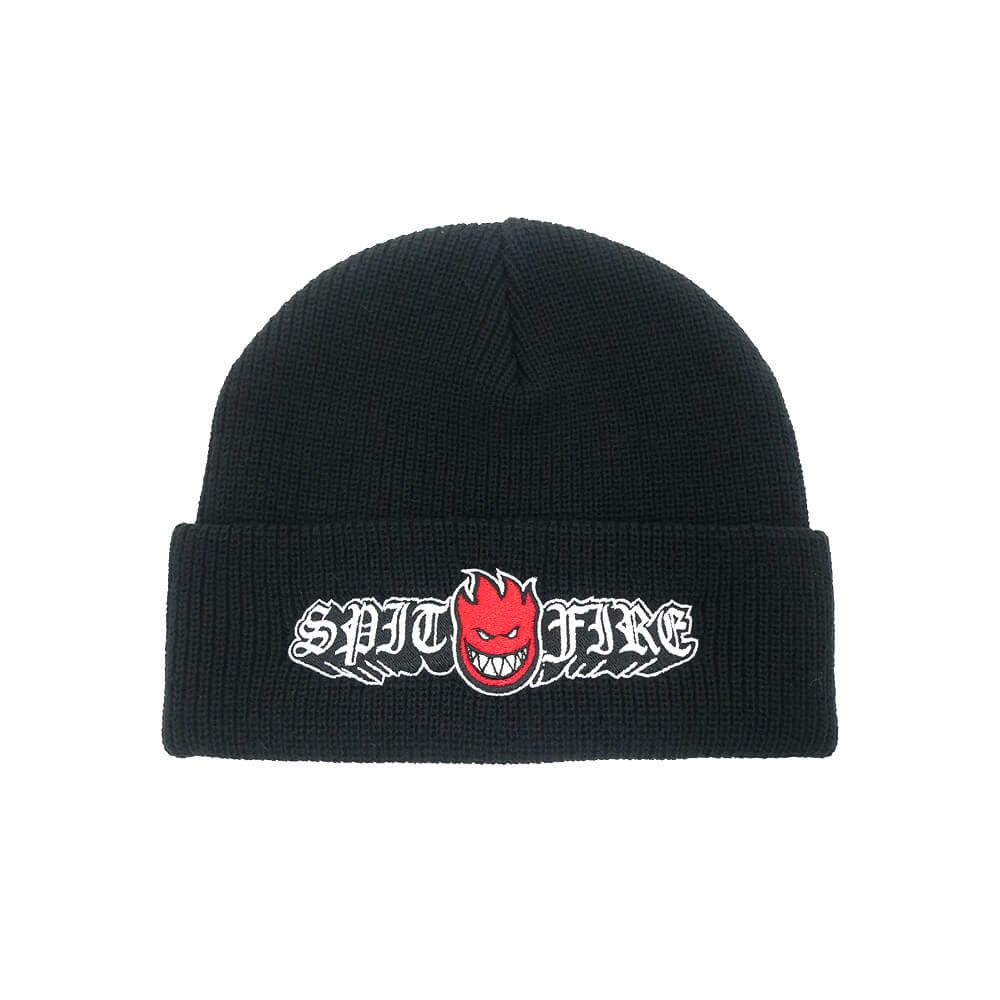 SPITFIRE KNITCAP スピットファイヤー ニットキャップ OLD E DROP BIGHEAD CUFF BEANIE BLACK スケートボード スケボー 