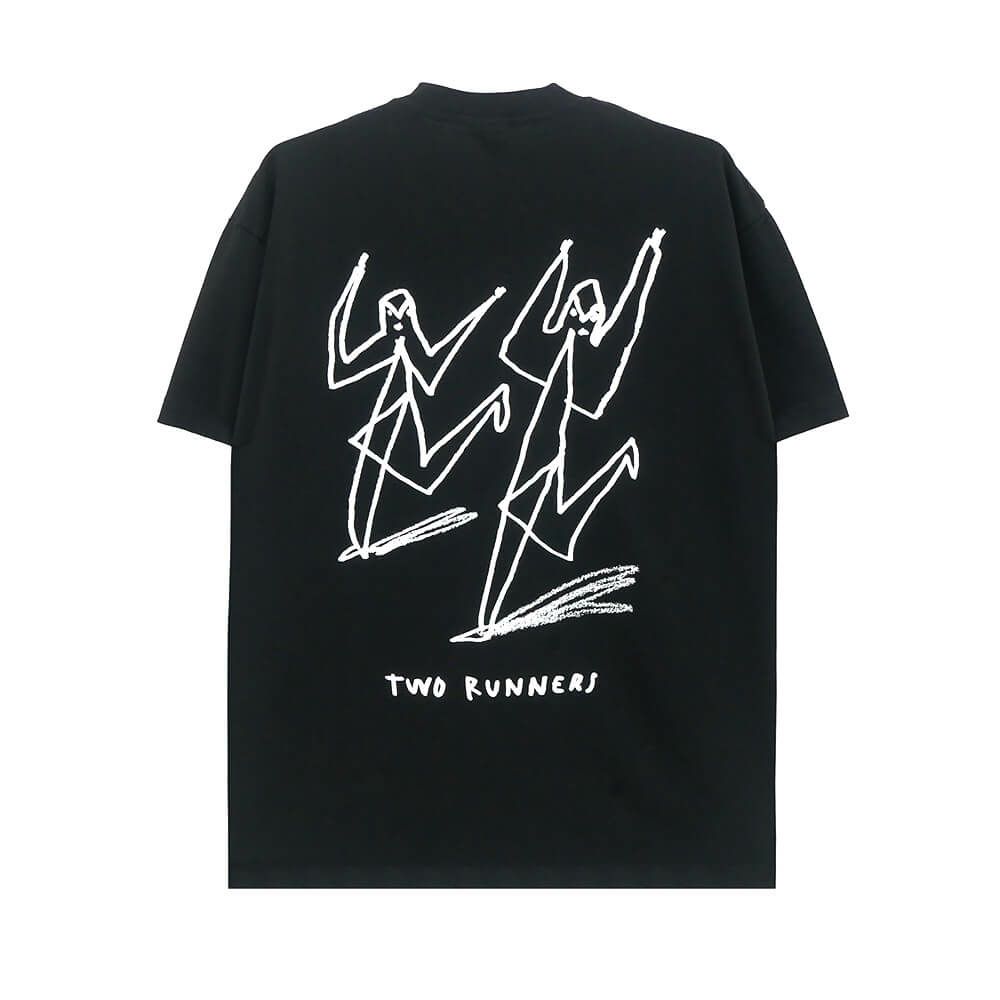 POLAR T-SHIRT ポーラー Tシャツ TWO RUNNERS BLACK スケートボード スケボー 