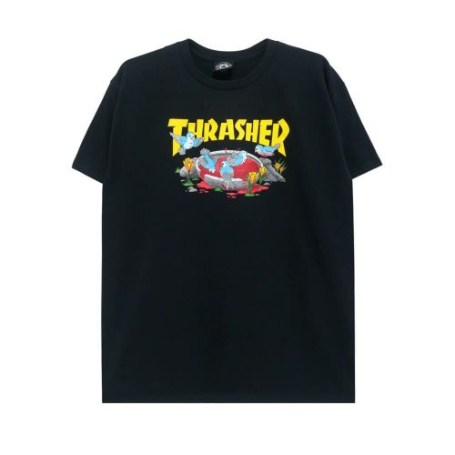 THRASHER T-SHIRT スラッシャー Tシャツ BLOOD BATH BLACK（US企画） スケートボード スケボー 