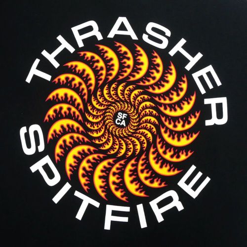 THRASHER T-SHIRT スラッシャー Tシャツ THRASHER x SPITFIRE CLASSIC SWIRL BLACK（US企画） スケートボード スケボー 3