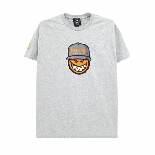 THRASHER T-SHIRT スラッシャー Tシャツ THRASHER x SPITFIRE SF LOC SPORT GREY（US企画） スケートボード スケボー 