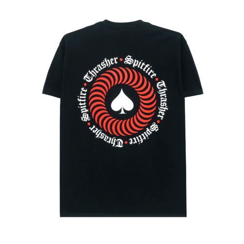 THRASHER T-SHIRT スラッシャー Tシャツ THRASHER x SPITFIRE THE END OATH BLACK（US企画） スケートボード スケボー 