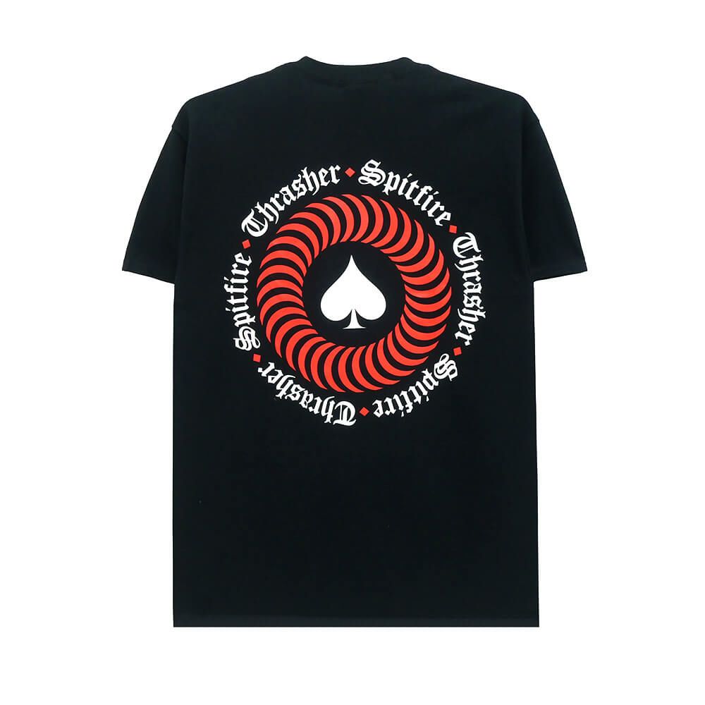 THRASHER T-SHIRT スラッシャー Tシャツ THRASHER x SPITFIRE THE END OATH BLACK（US企画） スケートボード スケボー 