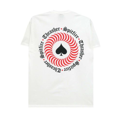 THRASHER T-SHIRT スラッシャー Tシャツ THRASHER x SPITFIRE THE END OATH WHITE（US企画） スケートボード スケボー 