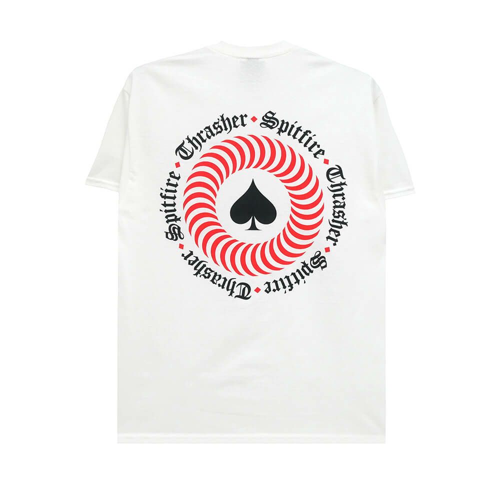 THRASHER T-SHIRT スラッシャー Tシャツ THRASHER x SPITFIRE THE END OATH WHITE（US企画） スケートボード スケボー 