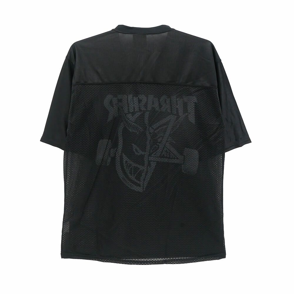 THRASHER SHORT SLEEVE SHIRTS スラッシャー 半袖シャツ THRASHER x SPITFIRE THRASH & BURN FOOTBALL JERSEY BLACK スケートボード スケボー 3