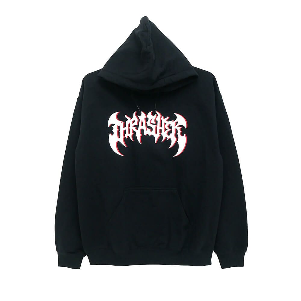THRASHER HOOD スラッシャー パーカー HEAVY METAL BLACK（US企画） スケートボード スケボー 