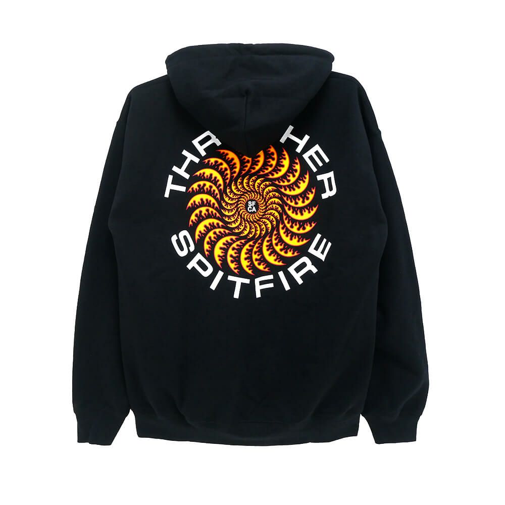 THRASHER HOOD スラッシャー パーカー THRASHER x SPITFIRE CLASSIC SWIRL BLACK（US企画） スケートボード スケボー 