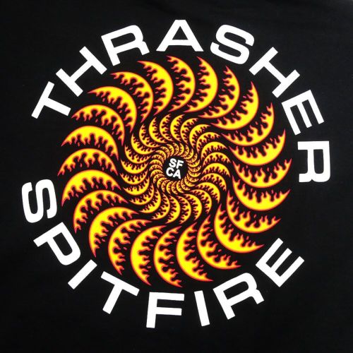 THRASHER HOOD スラッシャー パーカー THRASHER x SPITFIRE CLASSIC SWIRL BLACK（US企画） スケートボード スケボー 3
