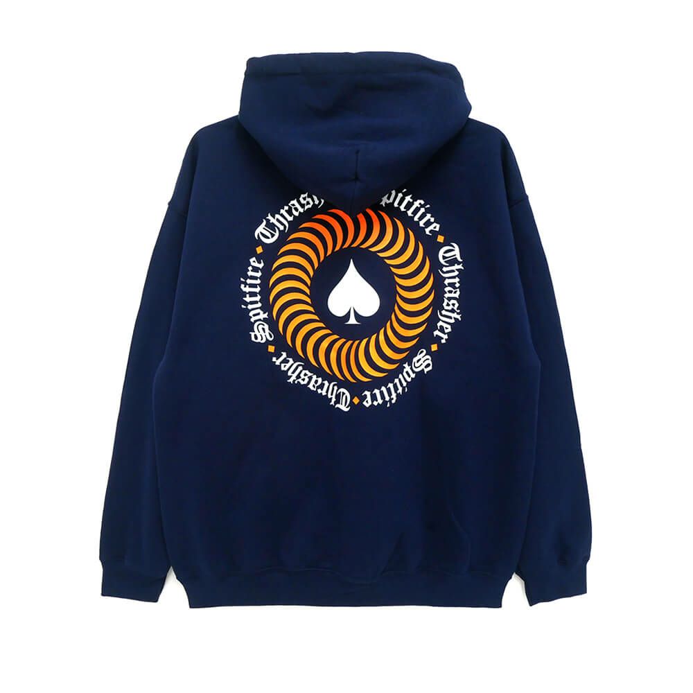 THRASHER HOOD スラッシャー パーカー THRASHER x SPITFIRE THE END OATH NAVY（US企画） スケートボード スケボー 