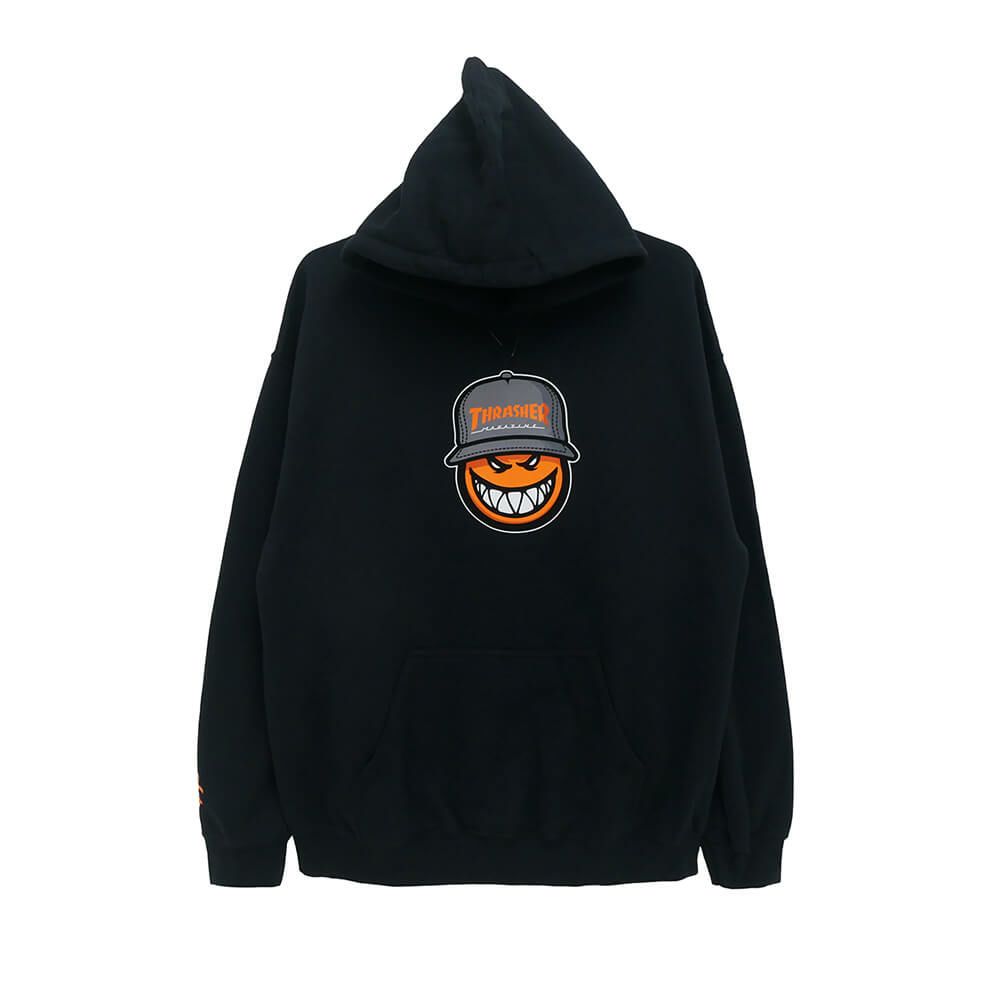 THRASHER HOOD スラッシャー パーカー THRASHER x SPITFIRE SF LOC BLACK（US企画） スケートボード スケボー 