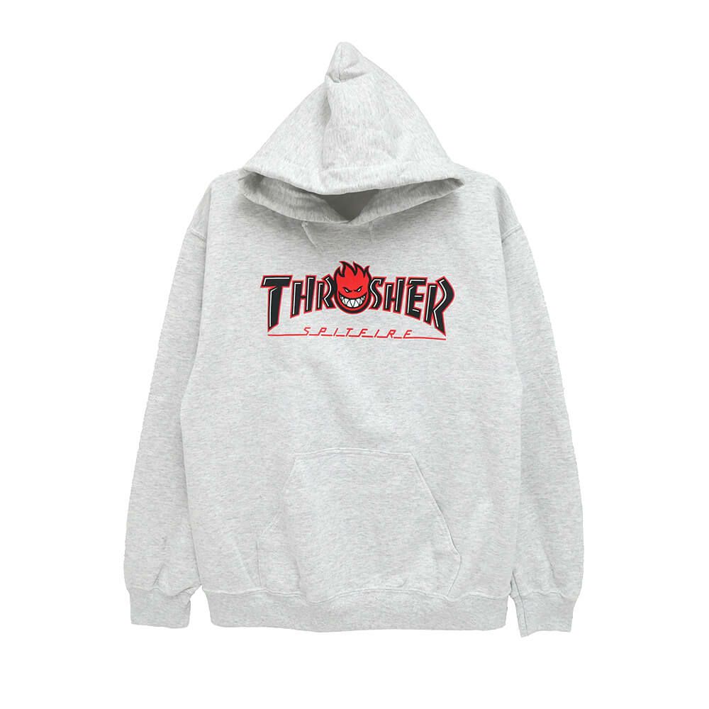 THRASHER HOOD スラッシャー パーカー THRASHER x SPITFIRE BIGHEAD OUTLINE ASH（US企画） スケートボード スケボー 