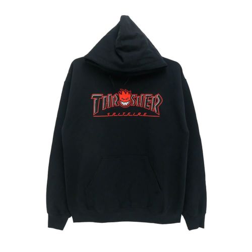 THRASHER HOOD スラッシャー パーカー THRASHER x SPITFIRE BIGHEAD OUTLINE BLACK（US企画） スケートボード スケボー 
