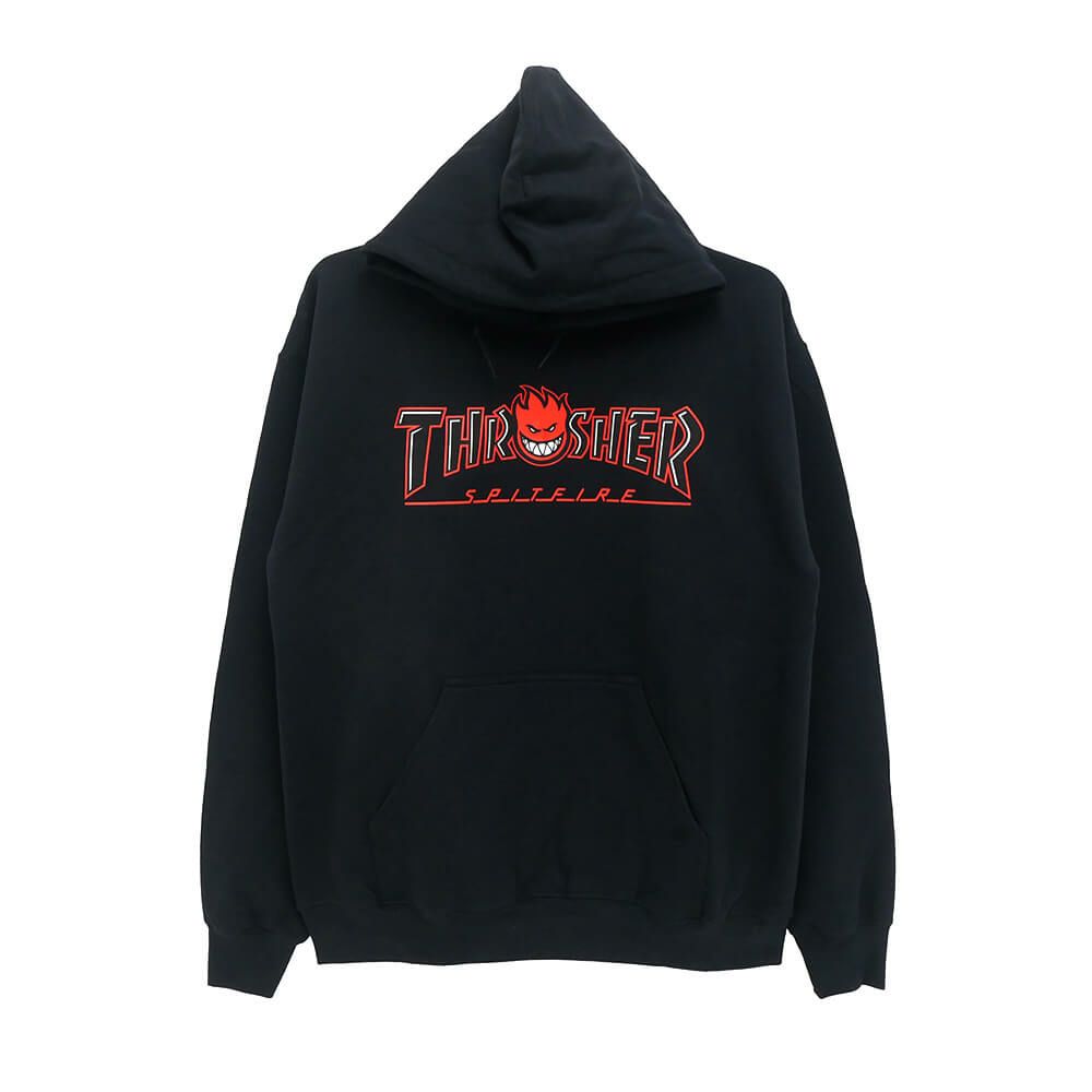THRASHER HOOD スラッシャー パーカー THRASHER x SPITFIRE BIGHEAD OUTLINE BLACK（US企画） スケートボード スケボー 
