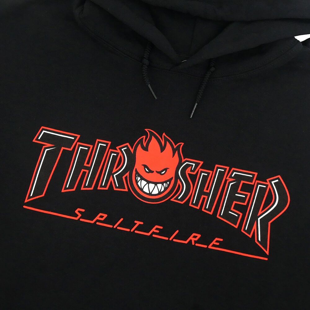 THRASHER HOOD スラッシャー パーカー THRASHER x SPITFIRE BIGHEAD OUTLINE BLACK（US企画） スケートボード スケボー 1