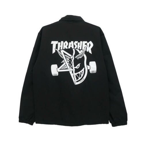 THRASHER JACKET スラッシャー ジャケット THRASHER x SPITFIRE THRASH & BURN COACH BLACK スケートボード スケボー 