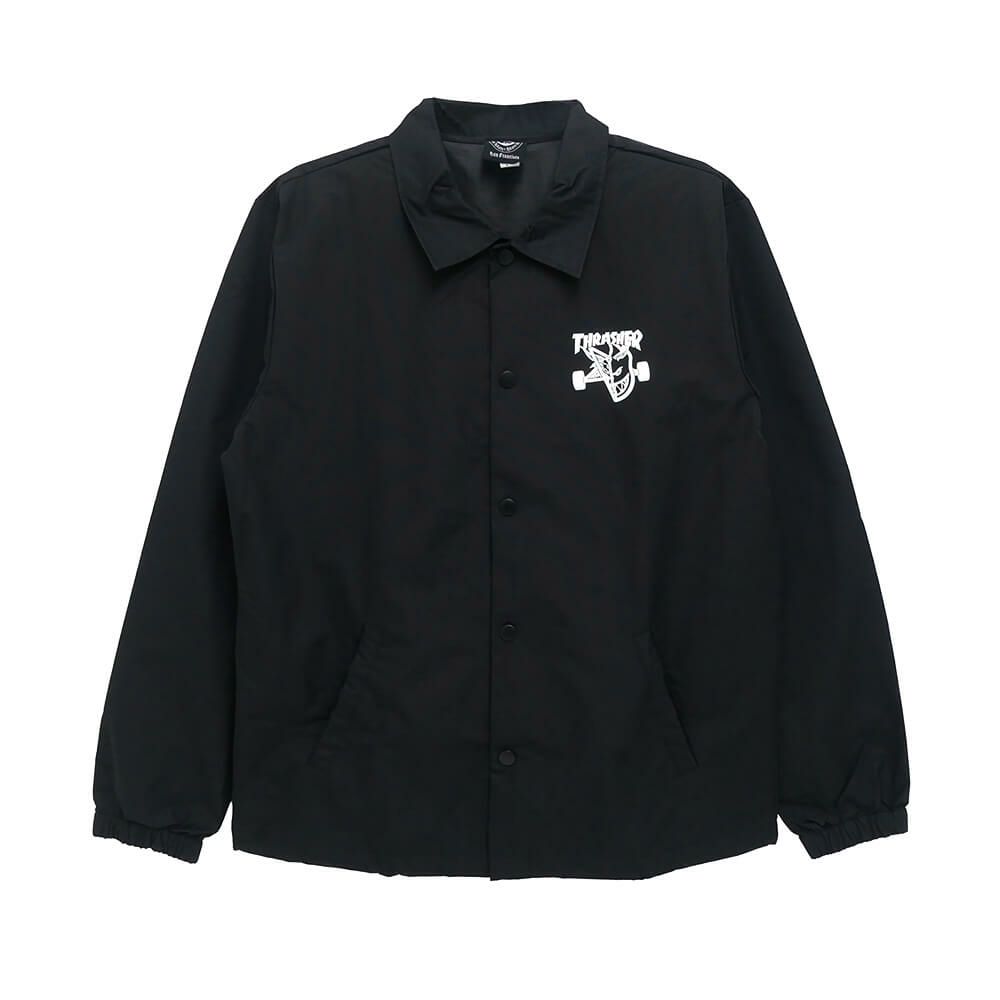 THRASHER JACKET スラッシャー ジャケット THRASHER x SPITFIRE THRASH & BURN COACH BLACK スケートボード スケボー 1