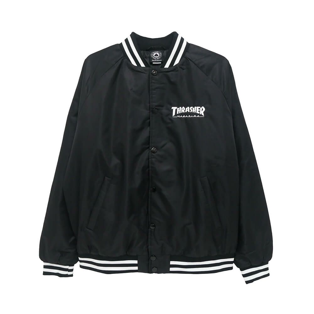 THRASHER JACKET スラッシャー ジャケット MAG LOGO DUGOUT BLACK スケートボード スケボー 