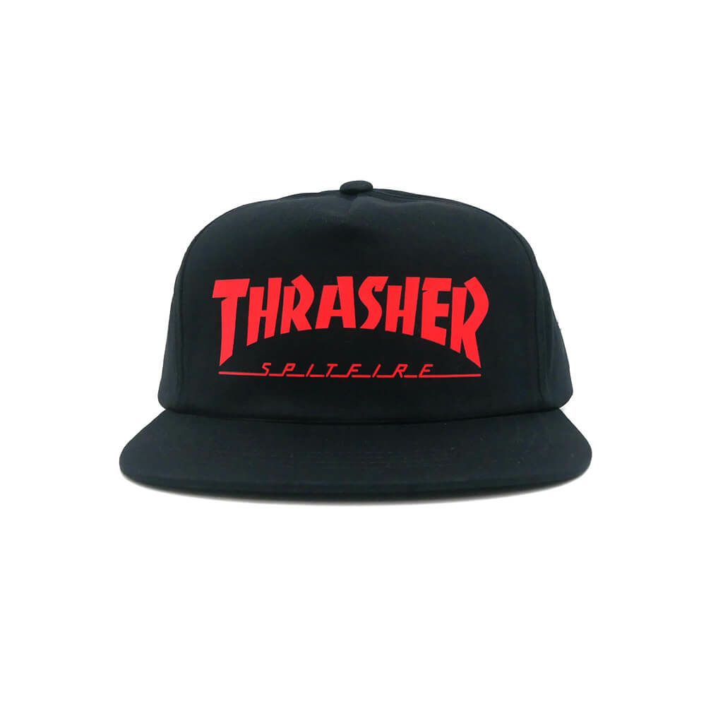 THRASHER CAP スラッシャー キャップ THRASHER x SPITFIRE SNAPBACK BLACK（US企画） スケートボード スケボー 1