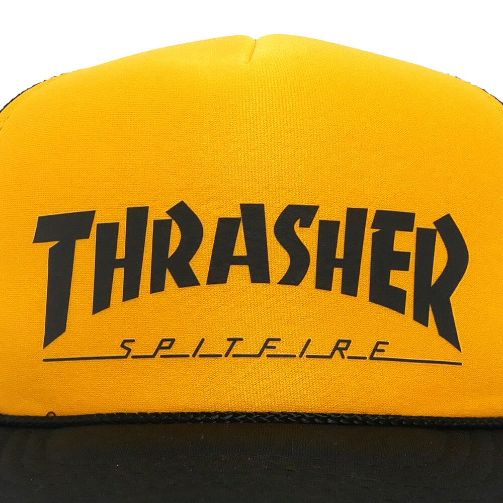 THRASHER MESHCAP スラッシャー メッシュキャップ THRASHER x SPITFIRE TRUCKER BLACK/GOLD（US企画） スケートボード スケボー 4