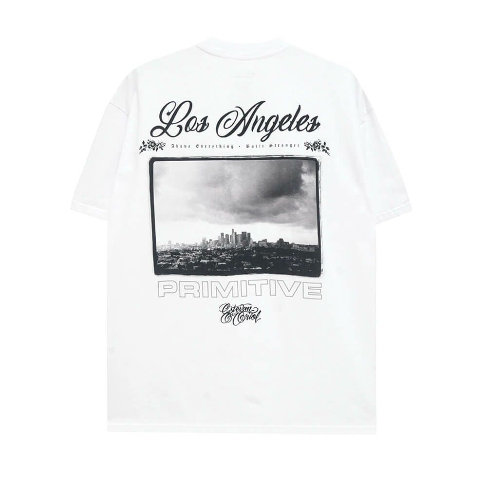 PRIMITIVE T-SHIRT プリミティブ Tシャツ CITY OF LOS ANGELES HW WHITE スケートボード スケボー 