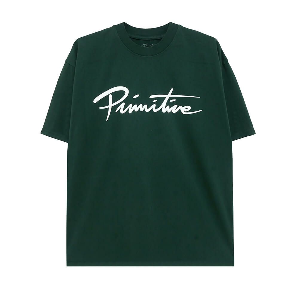 PRIMITIVE T-SHIRT プリミティブ Tシャツ NUEVO SCRIPT HW FOREST GREEN スケートボード スケボー 