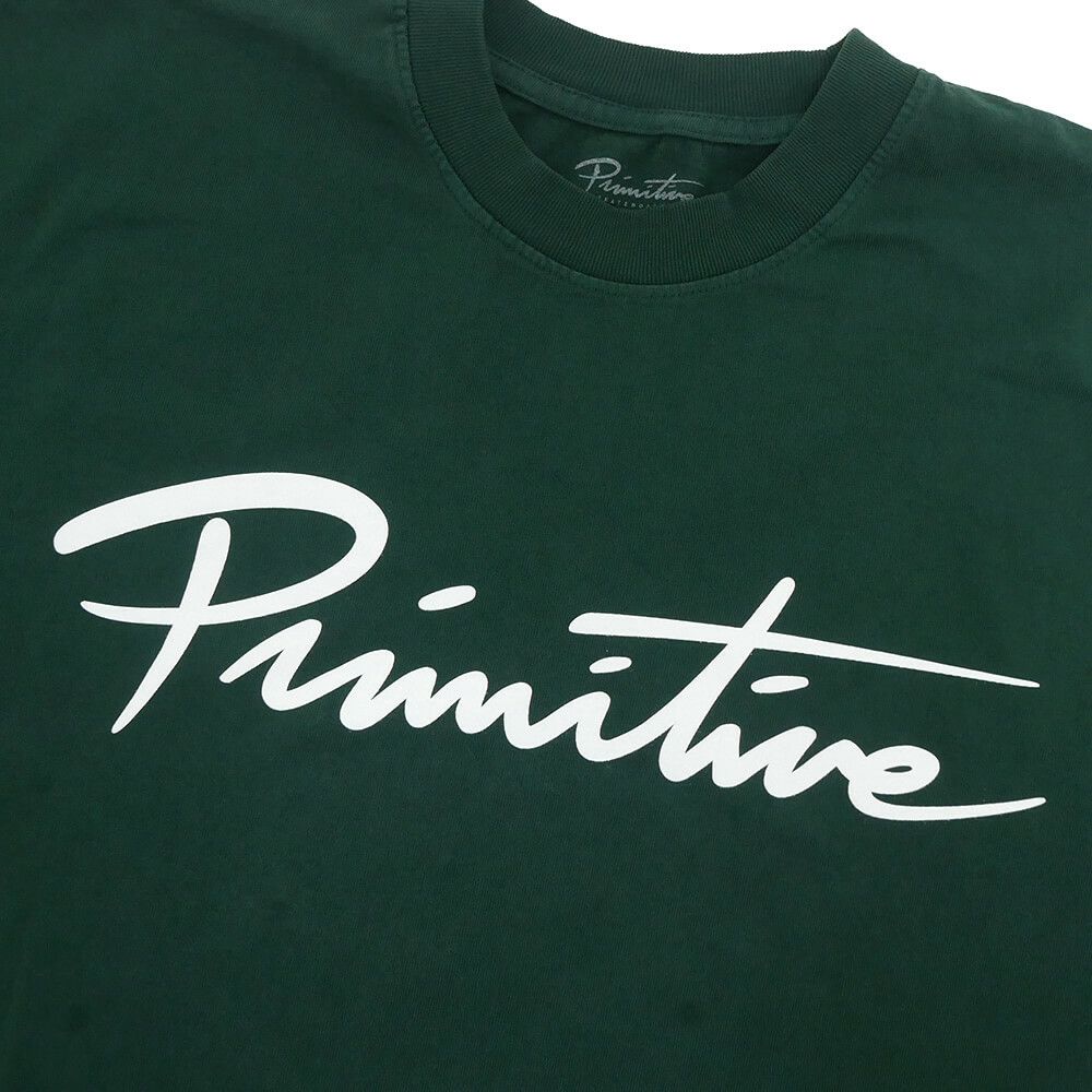 PRIMITIVE T-SHIRT プリミティブ Tシャツ NUEVO SCRIPT HW FOREST GREEN スケートボード スケボー 1